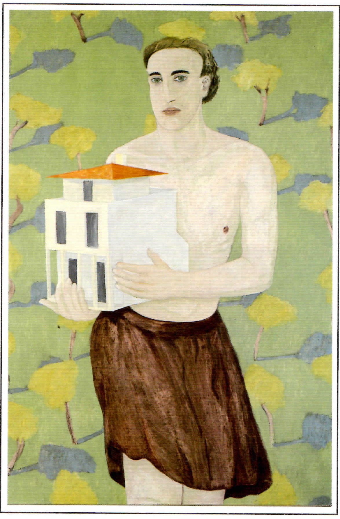 Janpeter Muilwijk, Man met huis, Olieverf op paneel,1988, 81 x 122 cm